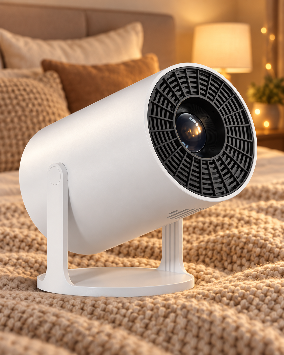 Proyector LecturaProyecta en primer plano sobre la cama